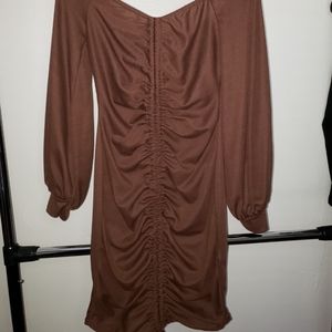 Brown off the shoulder dress